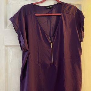 Purple, Zipper front, cap sleeved Express Blouse.